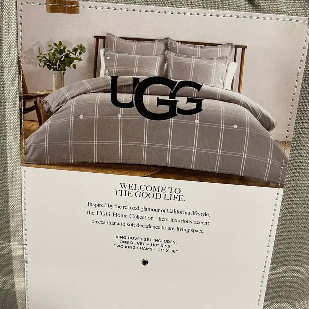 Ugg Callie Washed Yarn Dyed 3 Pc Duvet Cover Set King Bedding Seal Gray
